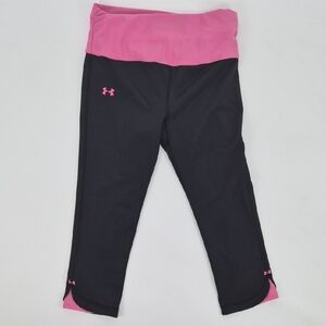 Black Pink Capri Workout Leggings | Y2K Aesthetic Under Armour Size Small